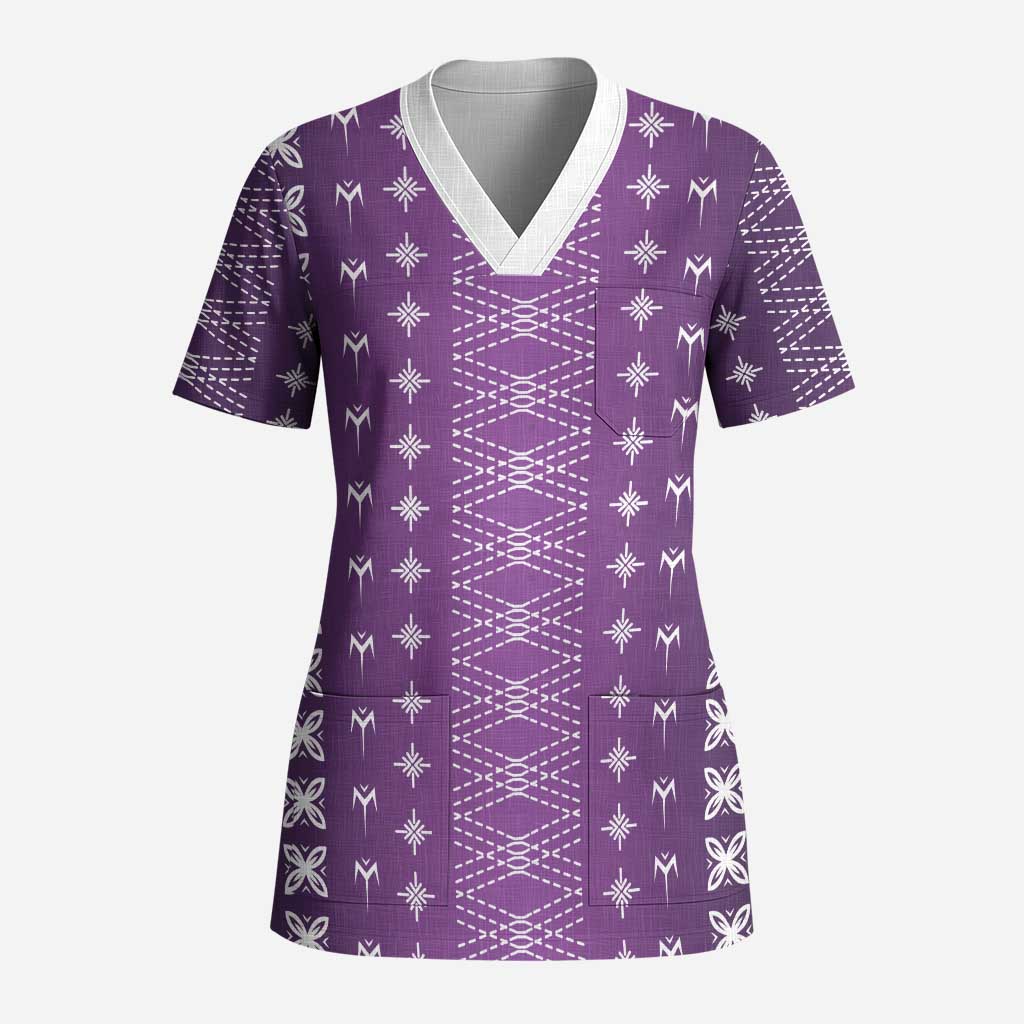 Purple Samoa Malu Tattoo Inspired Scrub Top LT05 Adult Purple - Polynesian Pride