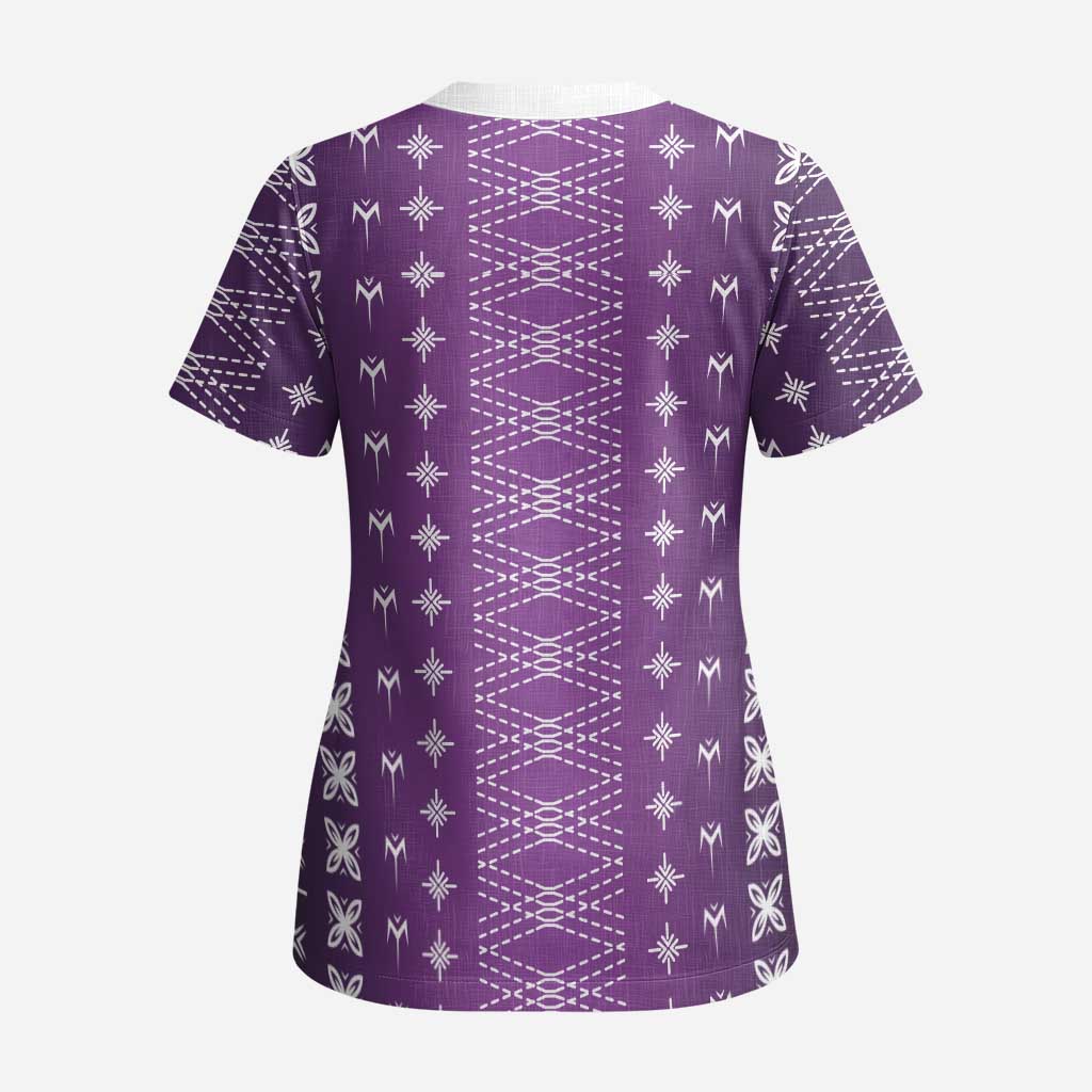 Purple Samoa Malu Tattoo Inspired Scrub Top LT05 - Polynesian Pride