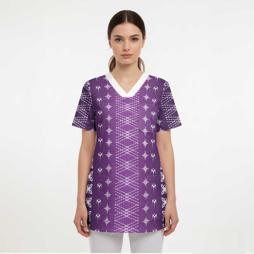 Purple Samoa Malu Tattoo Inspired Scrub Top LT05 - Polynesian Pride
