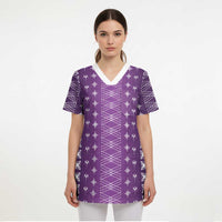 Purple Samoa Malu Tattoo Inspired Scrub Top LT05 - Polynesian Pride