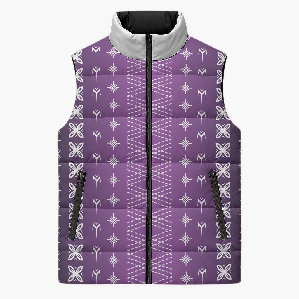 Purple Samoa Malu Tattoo Inspired Sleeveless Puffer Jacket LT05 Unisex Purple - Polynesian Pride