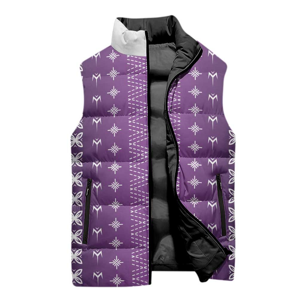 Purple Samoa Malu Tattoo Inspired Sleeveless Puffer Jacket LT05 - Polynesian Pride
