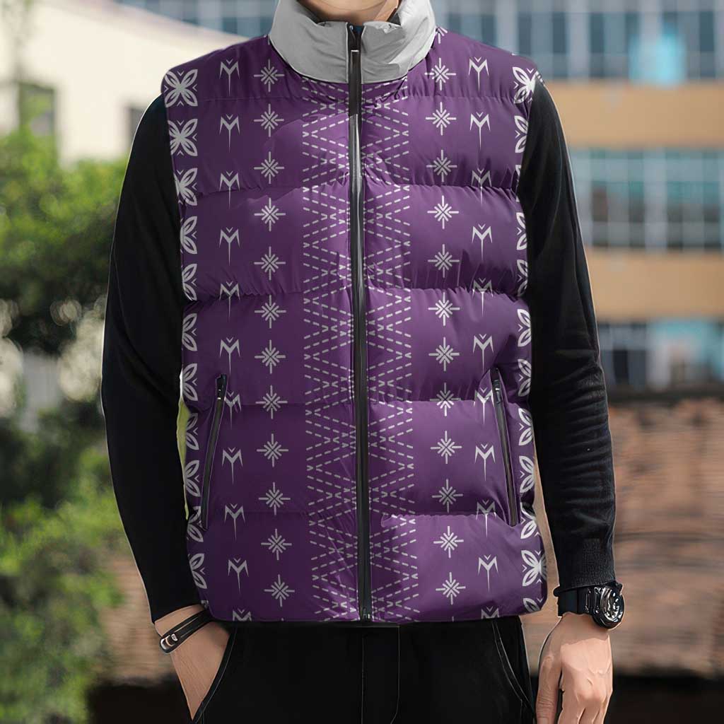 Purple Samoa Malu Tattoo Inspired Sleeveless Puffer Jacket LT05 - Polynesian Pride