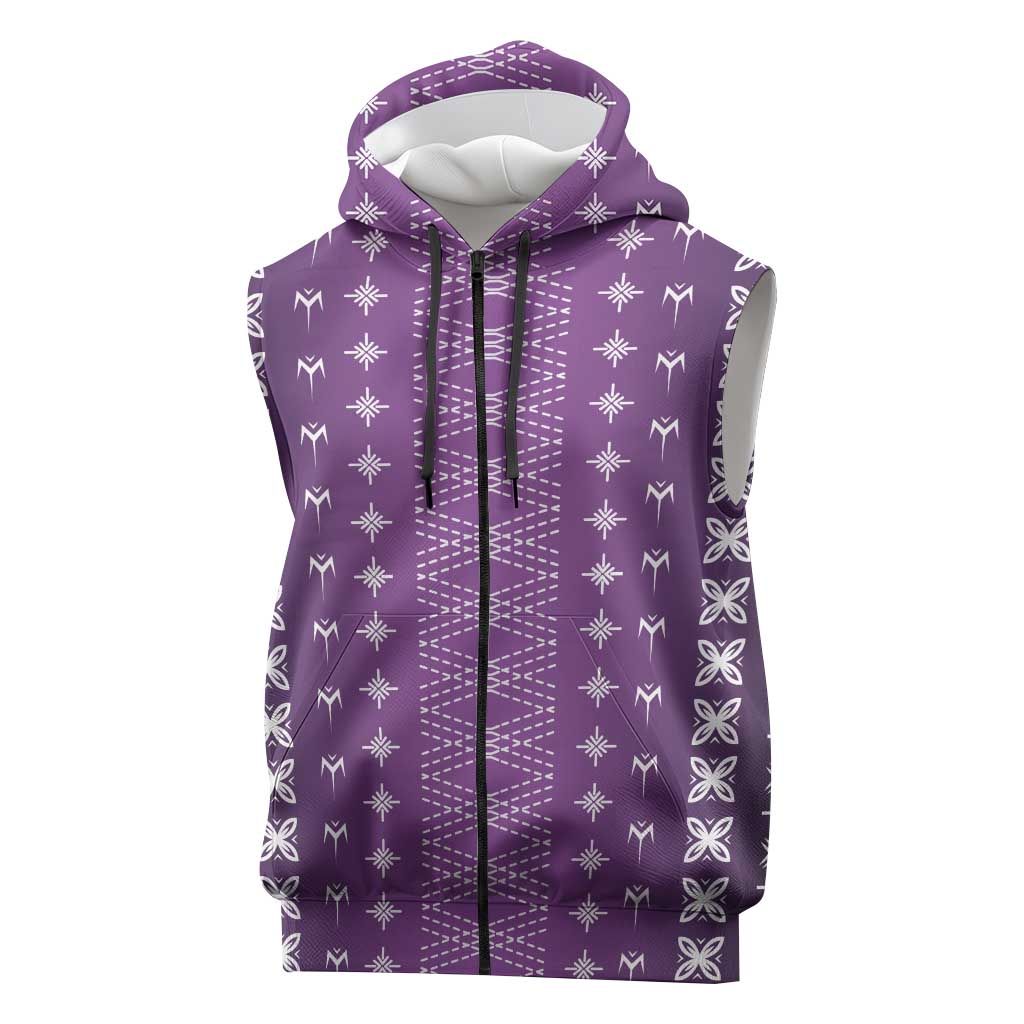 Purple Samoa Malu Tattoo Inspired Sleeveless Zip Hoodie LT05 Purple - Polynesian Pride