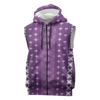 Purple Samoa Malu Tattoo Inspired Sleeveless Zip Hoodie LT05 Purple - Polynesian Pride