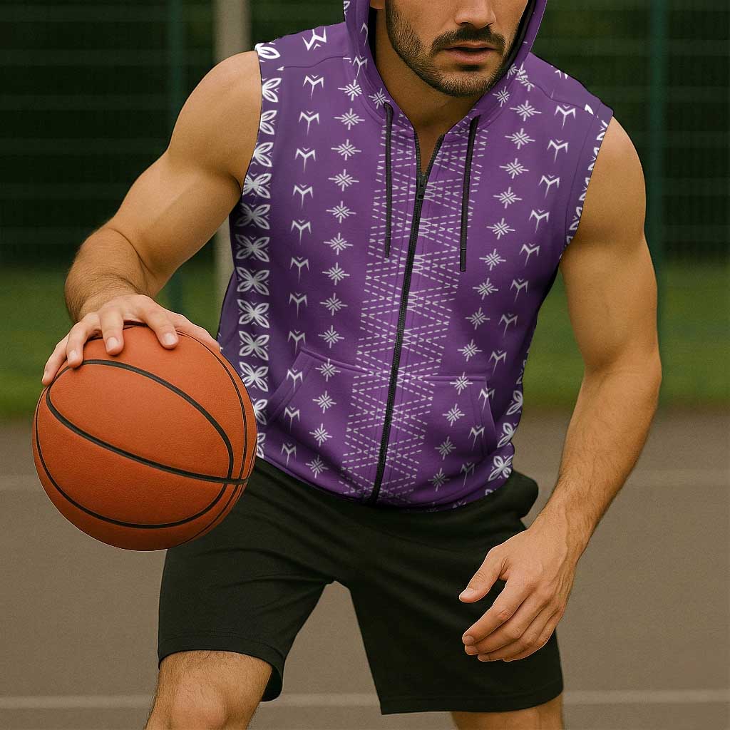 Purple Samoa Malu Tattoo Inspired Sleeveless Zip Hoodie LT05 - Polynesian Pride