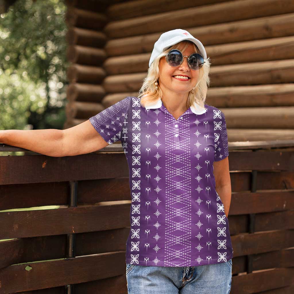 Purple Samoa Malu Tattoo Inspired Women Polo Shirt - Polynesian Pride