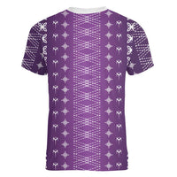 Purple Samoa Malu Tattoo Inspired Women V-Neck T-Shirt LT05 - Polynesian Pride