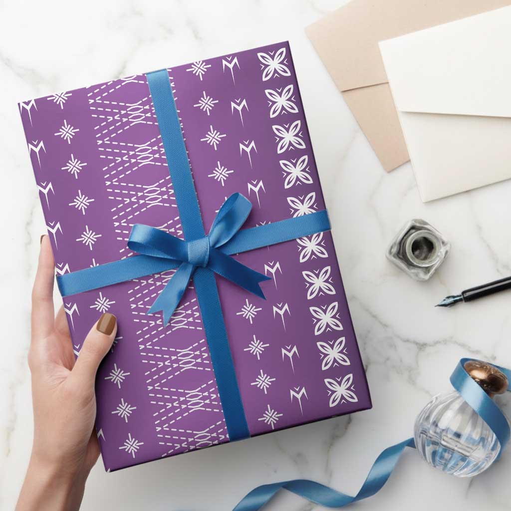 Purple Samoa Malu Tattoo Inspired Wrapping Paper LT05 - Polynesian Pride