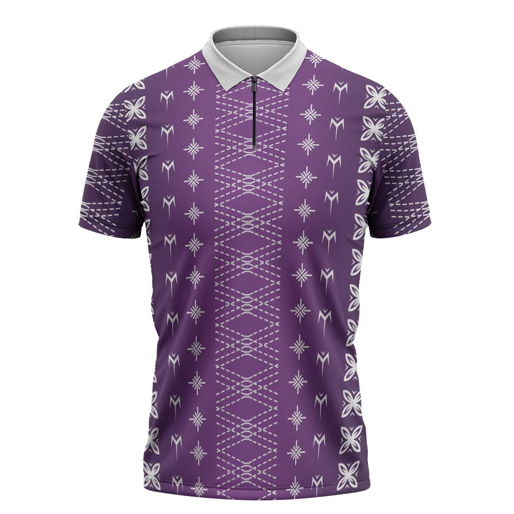 Purple Samoa Malu Tattoo Inspired Zipper Polo Shirt LT05 Purple - Polynesian Pride