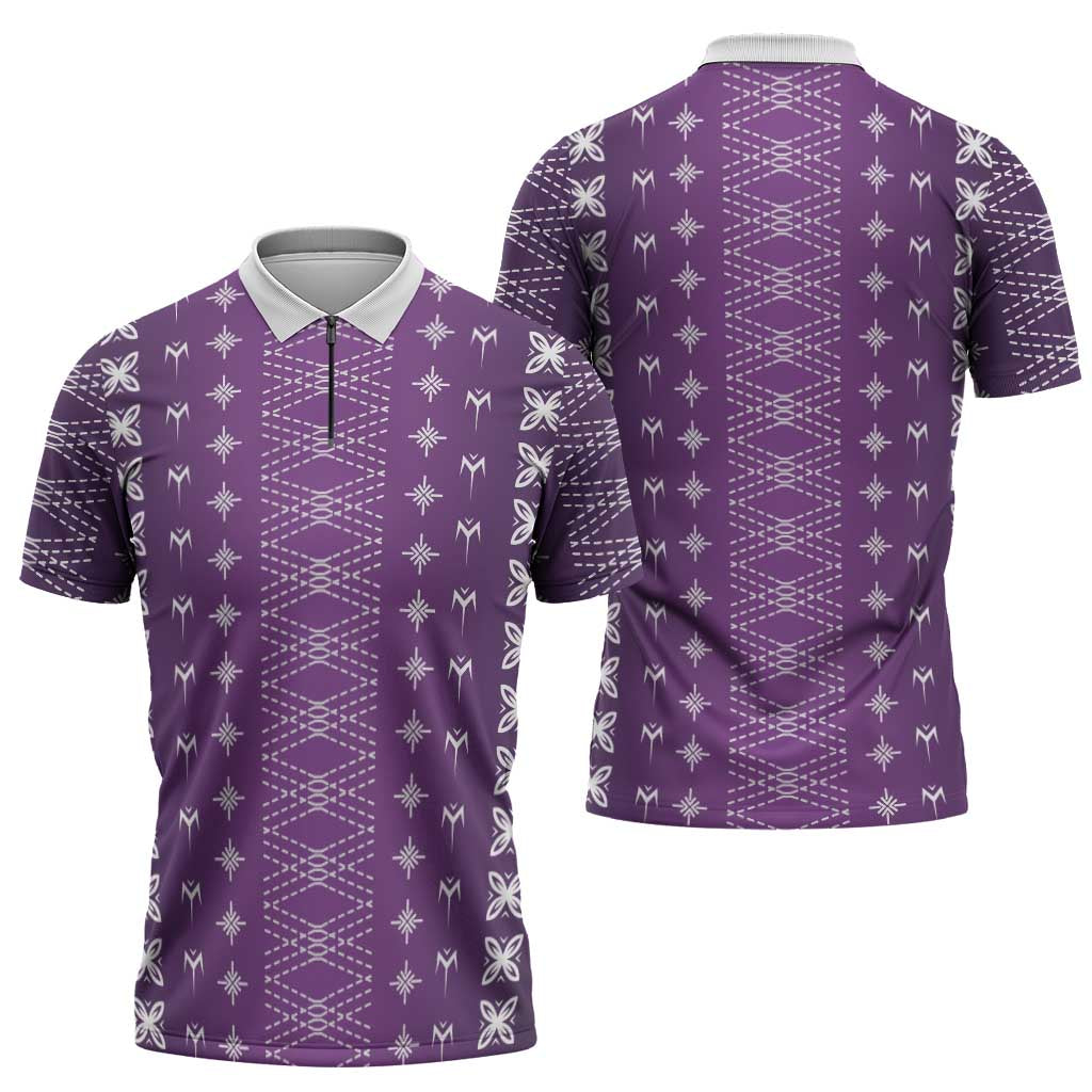 Purple Samoa Malu Tattoo Inspired Zipper Polo Shirt LT05 - Polynesian Pride