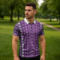 Purple Samoa Malu Tattoo Inspired Zipper Polo Shirt LT05 - Polynesian Pride