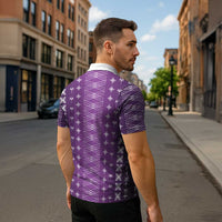 Purple Samoa Malu Tattoo Inspired Zipper Polo Shirt LT05 - Polynesian Pride