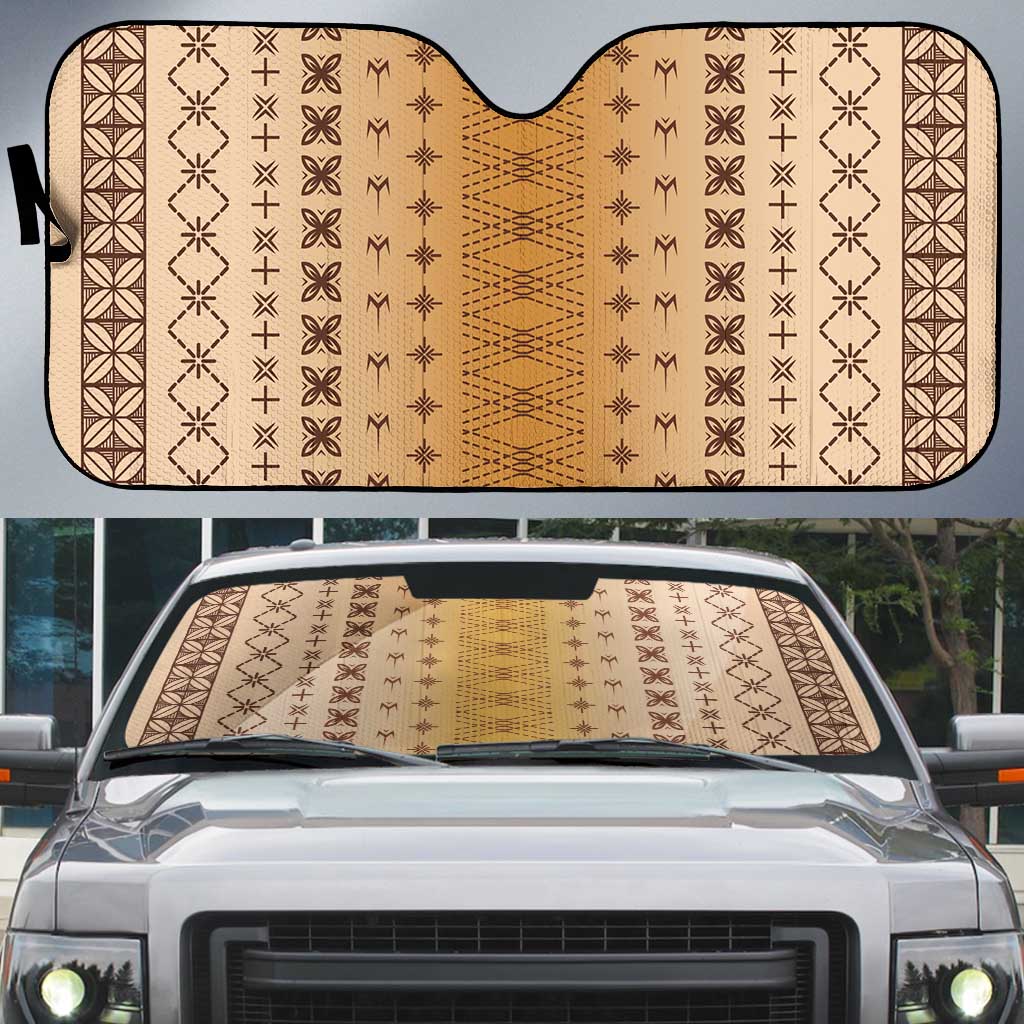 Beige Samoa Malu Tattoo Inspired Auto Sun Shade - Polynesian Pride