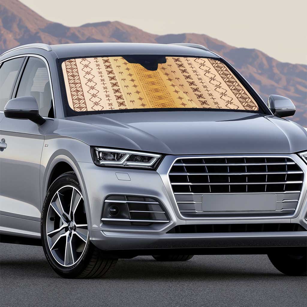 Beige Samoa Malu Tattoo Inspired Auto Sun Shade - Polynesian Pride