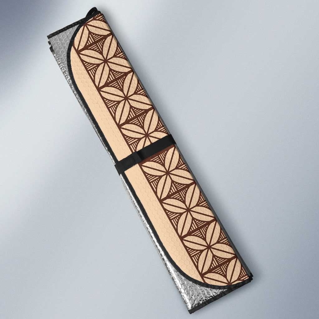 Beige Samoa Malu Tattoo Inspired Auto Sun Shade - Polynesian Pride
