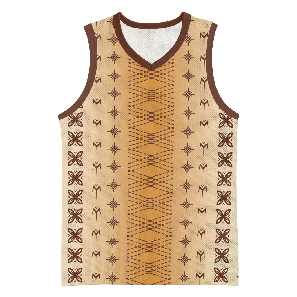 Beige Samoa Malu Tattoo Inspired Basketball Jersey - Polynesian Pride