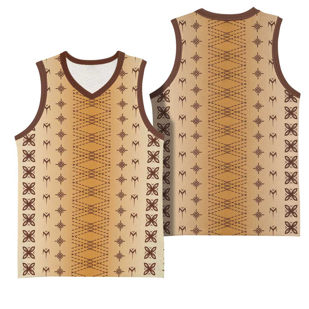 Beige Samoa Malu Tattoo Inspired Basketball Jersey - Polynesian Pride