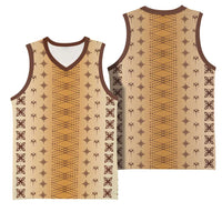 Beige Samoa Malu Tattoo Inspired Basketball Jersey - Polynesian Pride