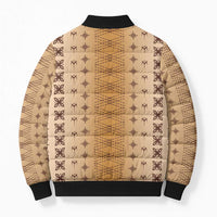 Beige Samoa Malu Tattoo Inspired Bomber Puffer Jacket - Polynesian Pride