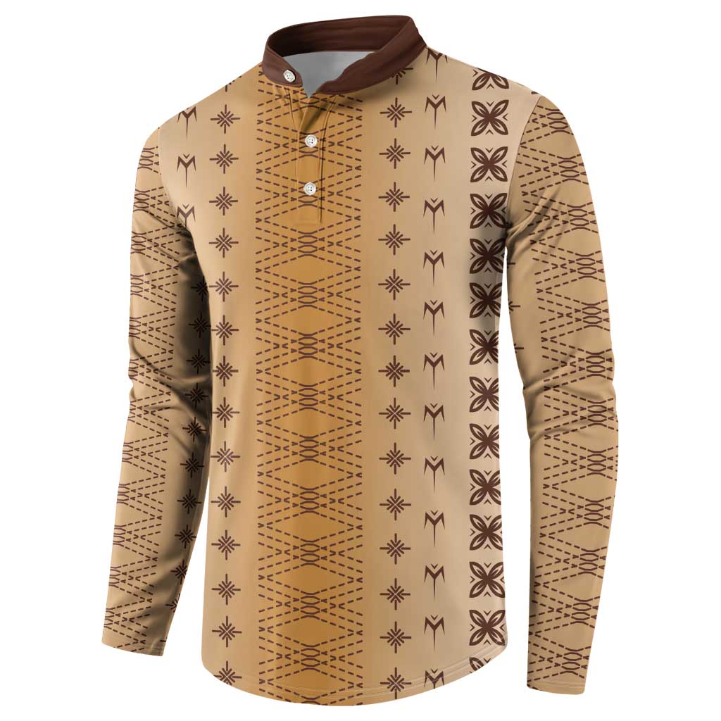 Beige Samoa Malu Tattoo Inspired Button Sweatshirt - Polynesian Pride
