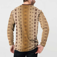 Beige Samoa Malu Tattoo Inspired Button Sweatshirt - Polynesian Pride