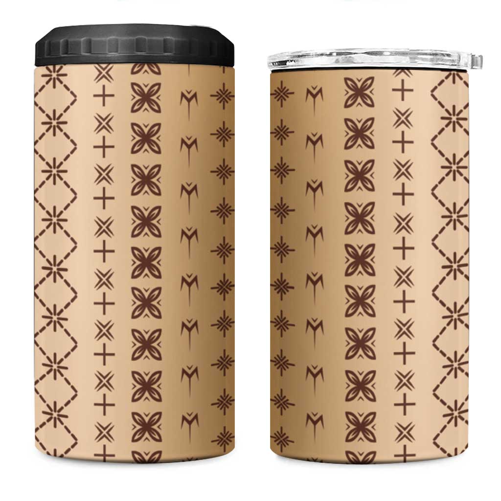 Beige Samoa Malu Tattoo Inspired 4 in 1 Can Cooler Tumbler LT05 One Size: 16 oz Beige - Polynesian Pride