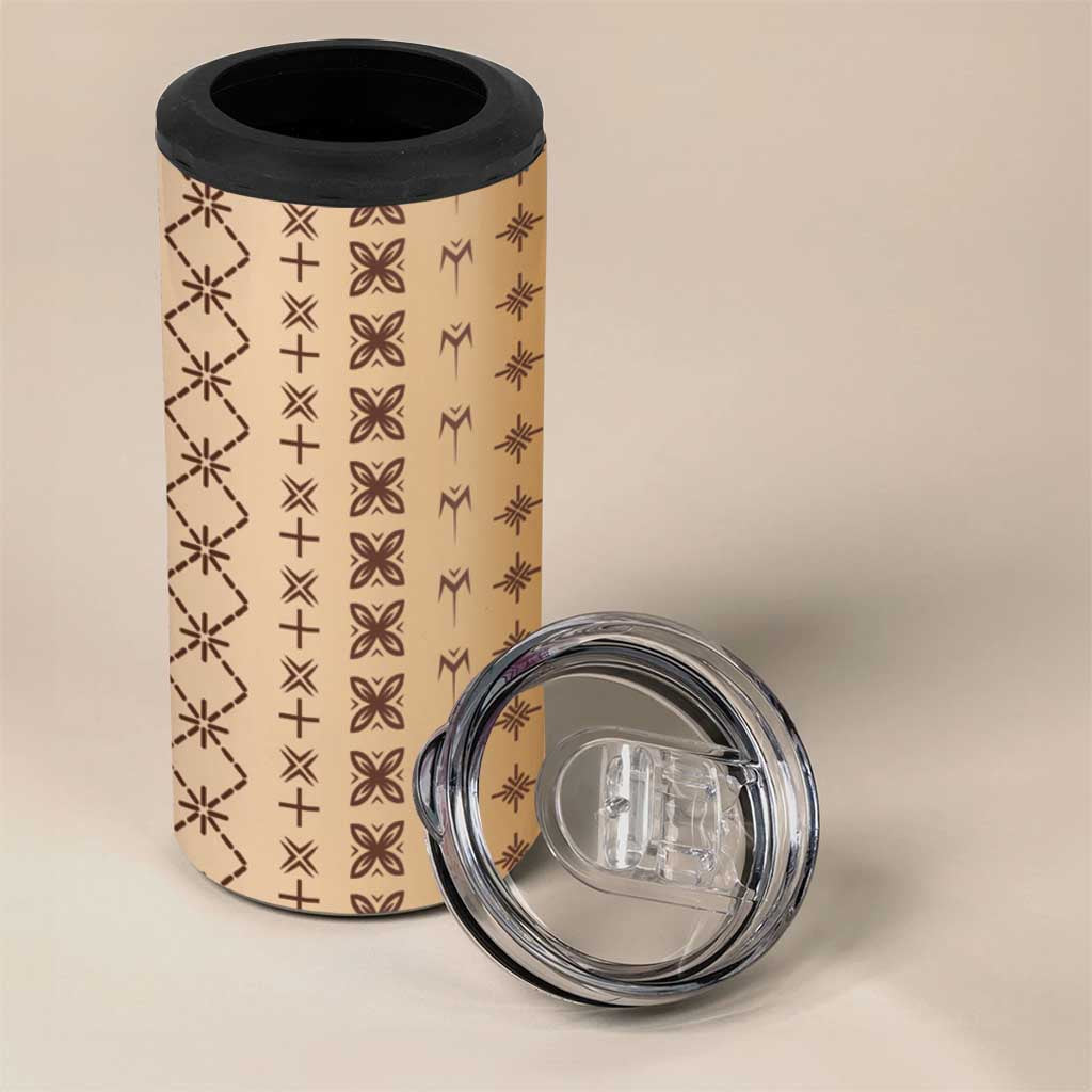 Beige Samoa Malu Tattoo Inspired 4 in 1 Can Cooler Tumbler LT05 - Polynesian Pride