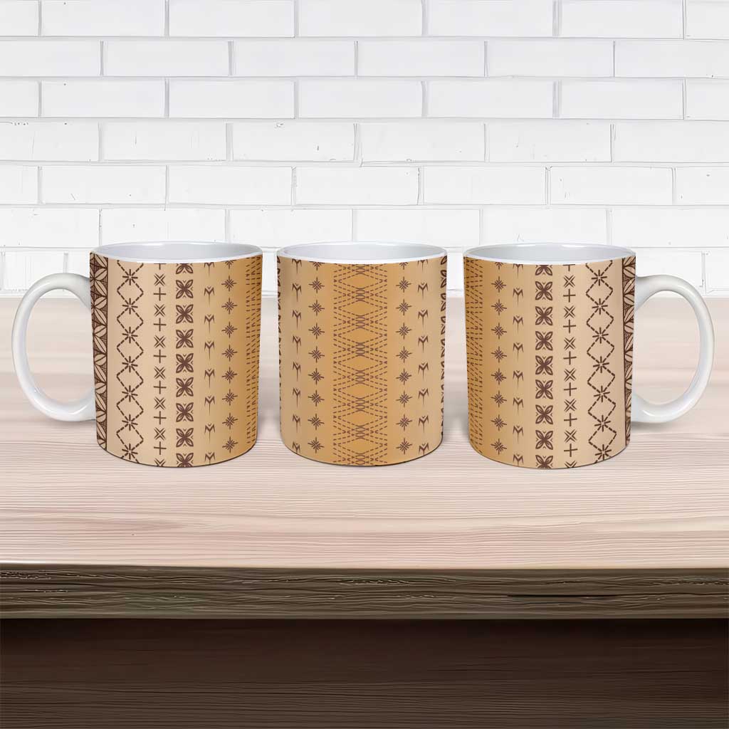 Beige Samoa Malu Tattoo Inspired Ceramic Mug LT05 - Polynesian Pride