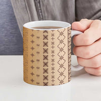 Beige Samoa Malu Tattoo Inspired Ceramic Mug LT05 - Polynesian Pride