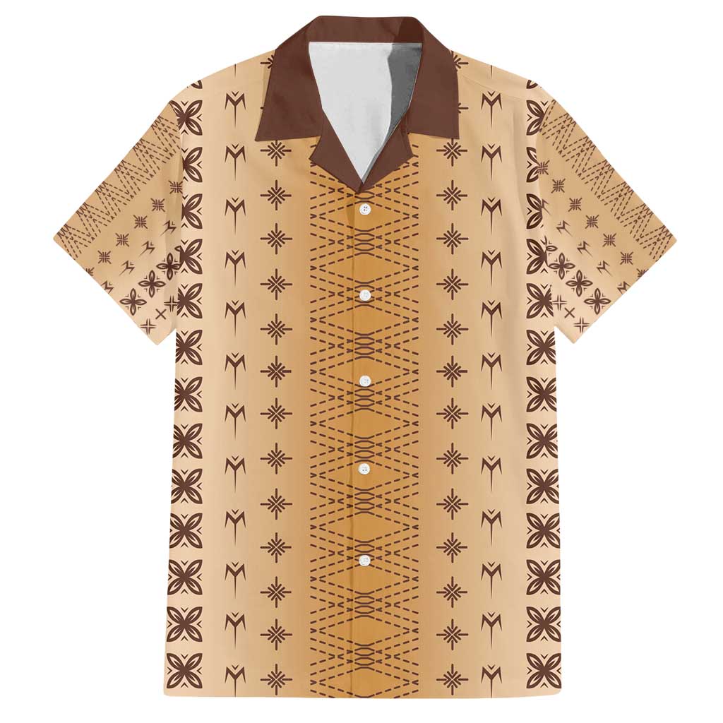 Beige Samoa Malu Tattoo Inspired Family Matching Long Sleeve Bodycon Dress and Hawaiian Shirt - Polynesian Pride