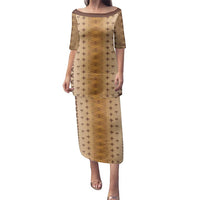 Beige Samoa Malu Tattoo Inspired Family Matching Puletasi and Hawaiian Shirt - Polynesian Pride