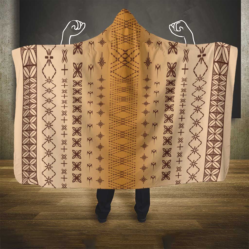 Beige Samoa Malu Tattoo Inspired Hooded Blanket LT05 - Polynesian Pride