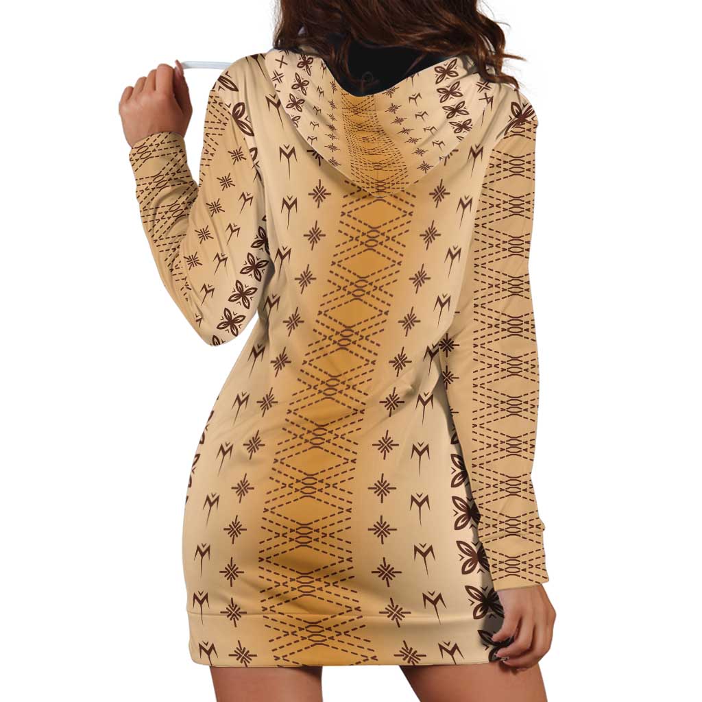 Beige Samoa Malu Tattoo Inspired Hoodie Dress - Polynesian Pride