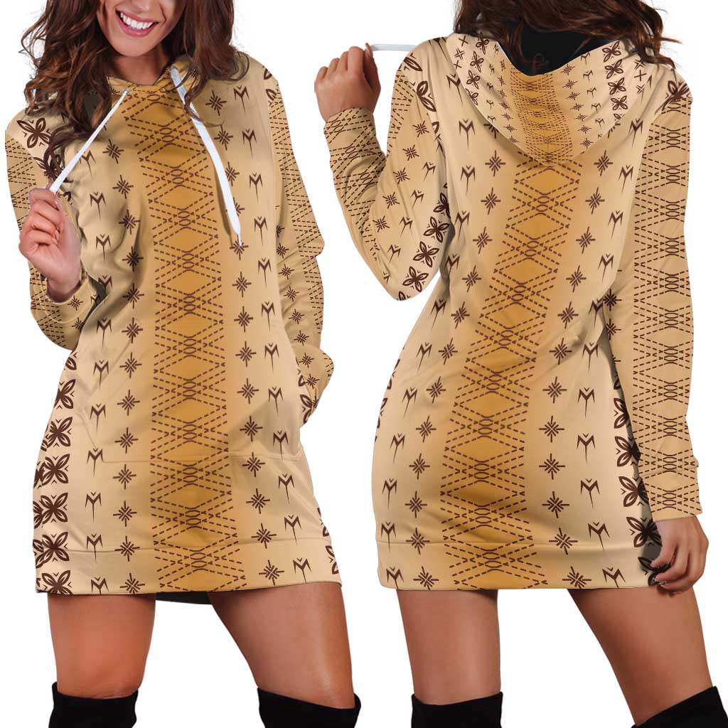 Beige Samoa Malu Tattoo Inspired Hoodie Dress - Polynesian Pride