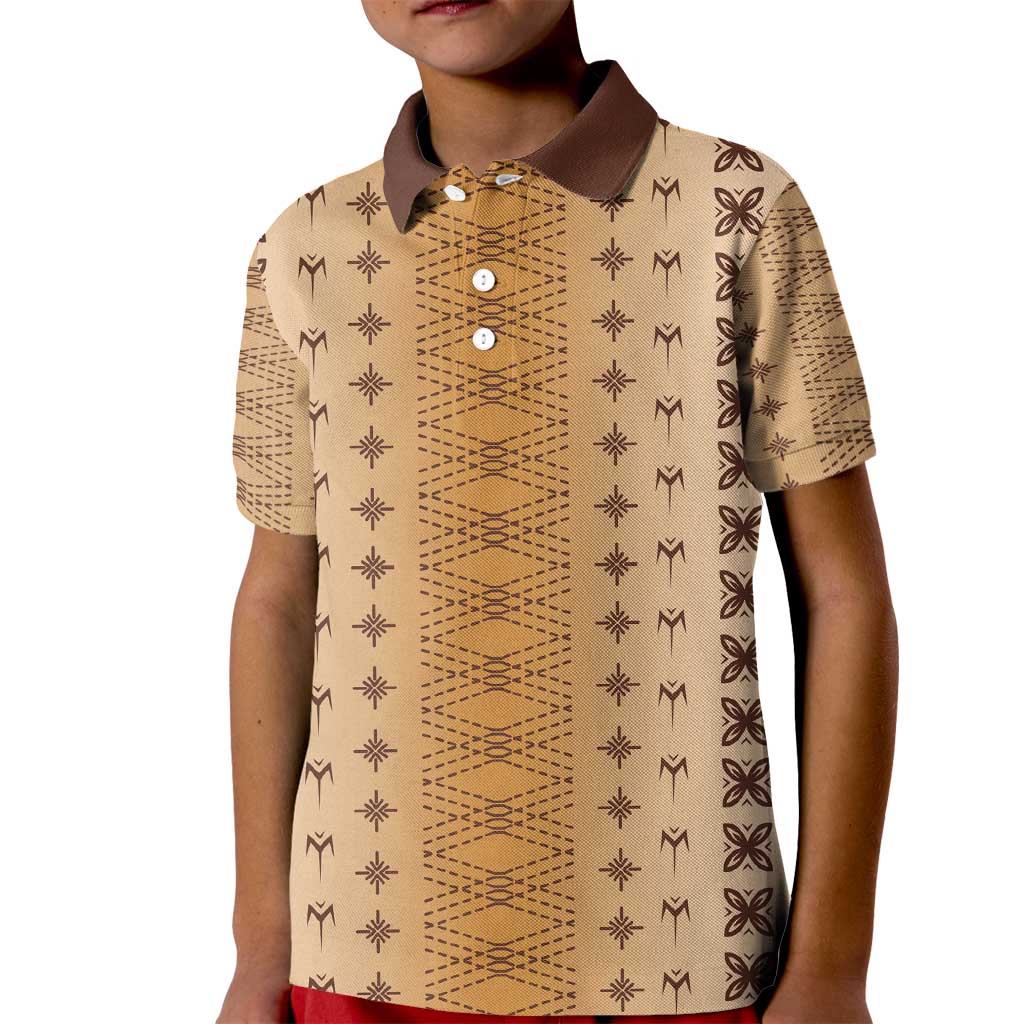 Beige Samoa Malu Tattoo Inspired Kid Polo Shirt - Polynesian Pride