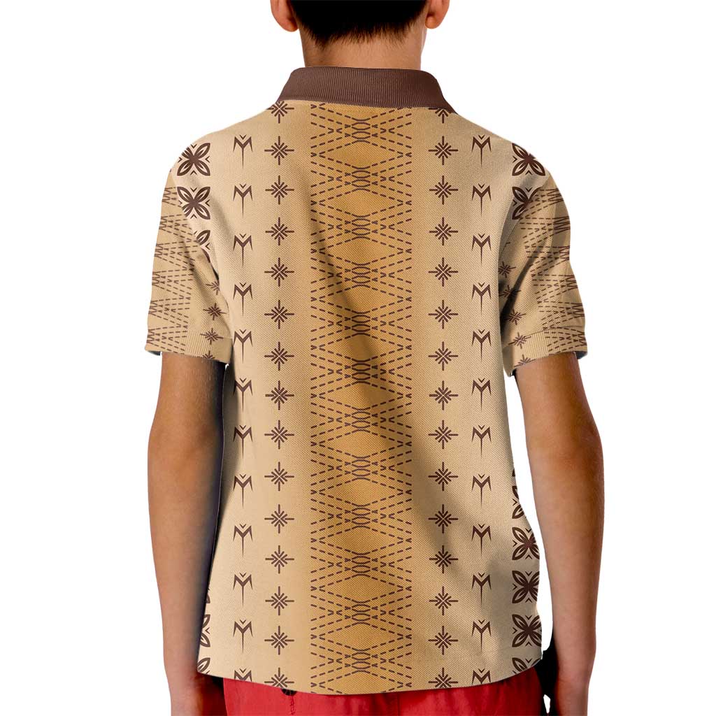 Beige Samoa Malu Tattoo Inspired Kid Polo Shirt - Polynesian Pride