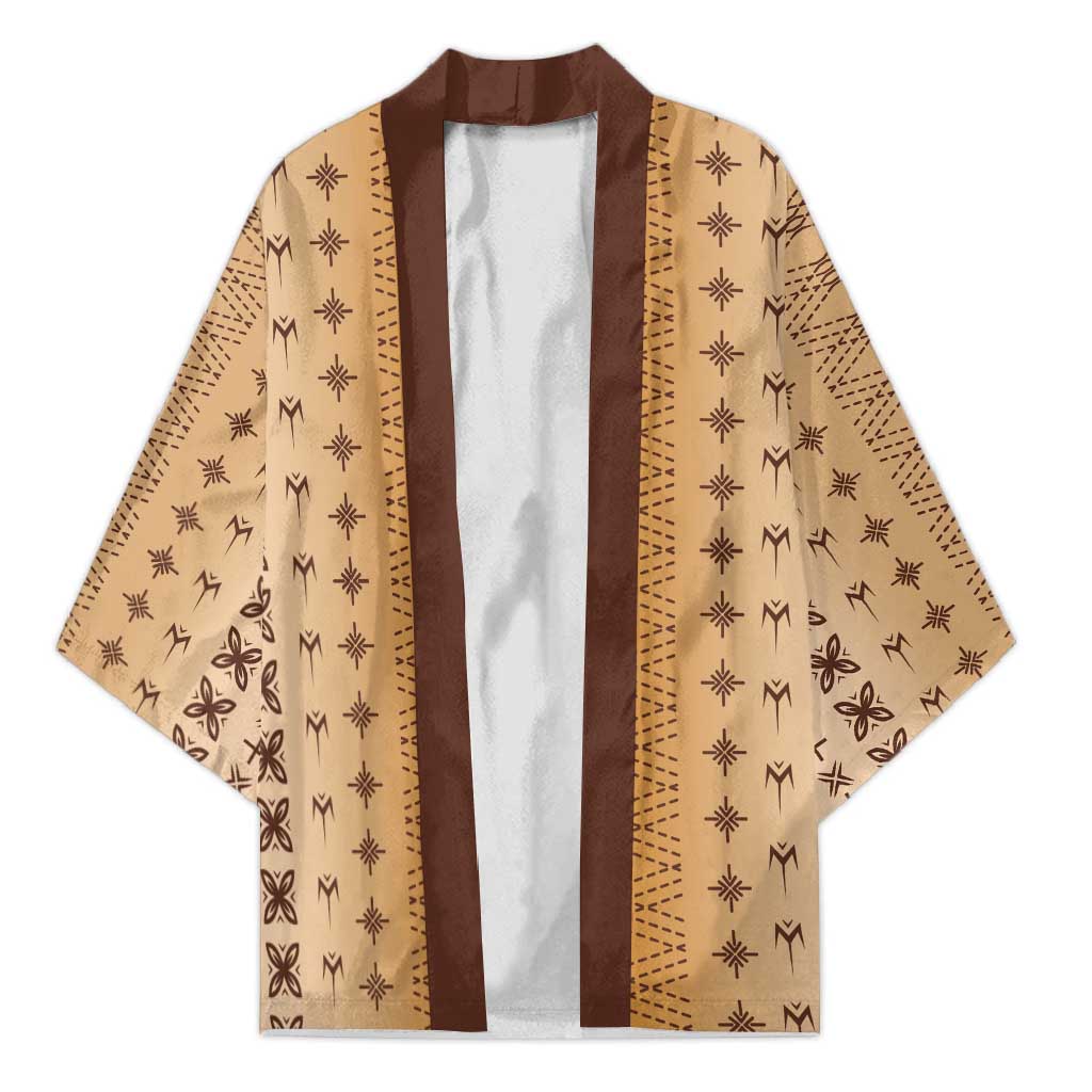 Beige Samoa Malu Tattoo Inspired Kimono - Polynesian Pride