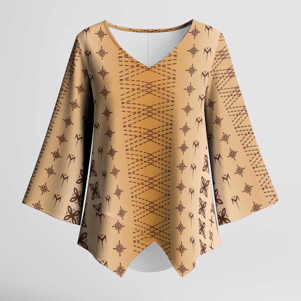 Beige Samoa Malu Tattoo Inspired Kimono Sleeve Blouse LT05 Female Beige - Polynesian Pride