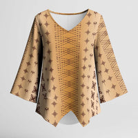 Beige Samoa Malu Tattoo Inspired Kimono Sleeve Blouse LT05 Female Beige - Polynesian Pride