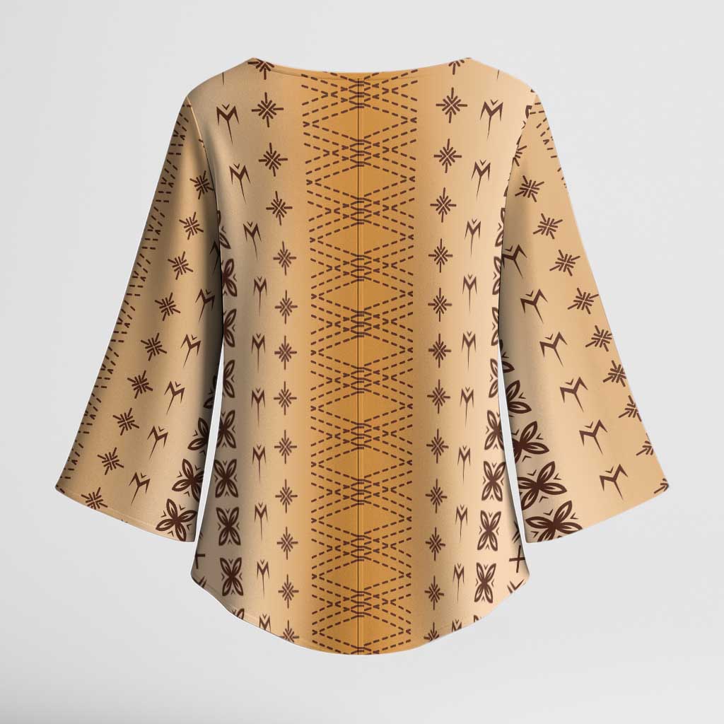 Beige Samoa Malu Tattoo Inspired Kimono Sleeve Blouse LT05 - Polynesian Pride