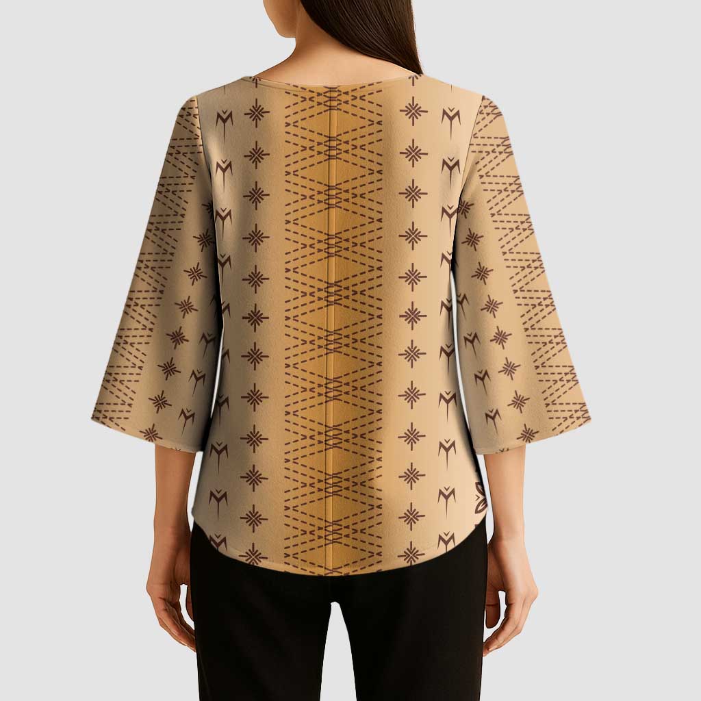 Beige Samoa Malu Tattoo Inspired Kimono Sleeve Blouse LT05 - Polynesian Pride