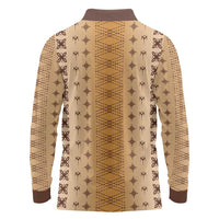 Beige Samoa Malu Tattoo Inspired Long Sleeve Polo Shirt - Polynesian Pride
