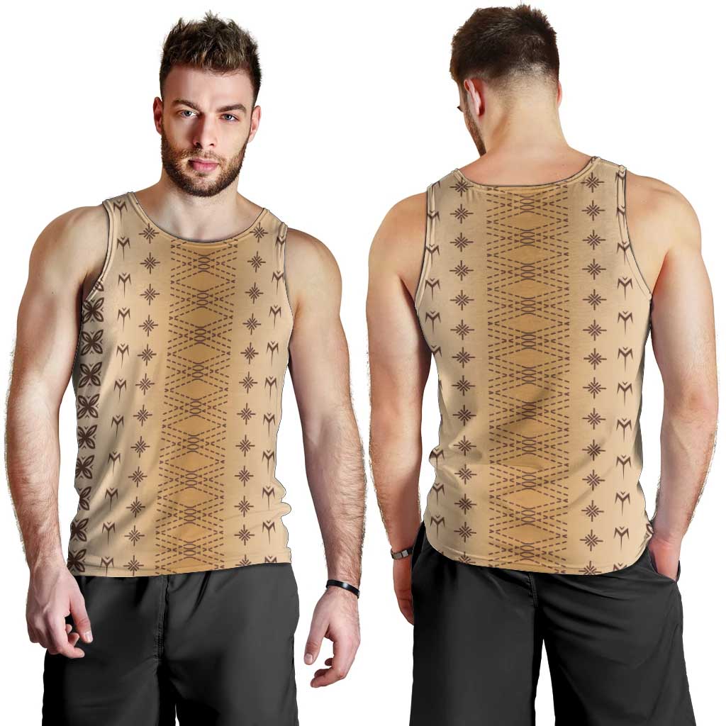 Beige Samoa Malu Tattoo Inspired Men Tank Top - Polynesian Pride
