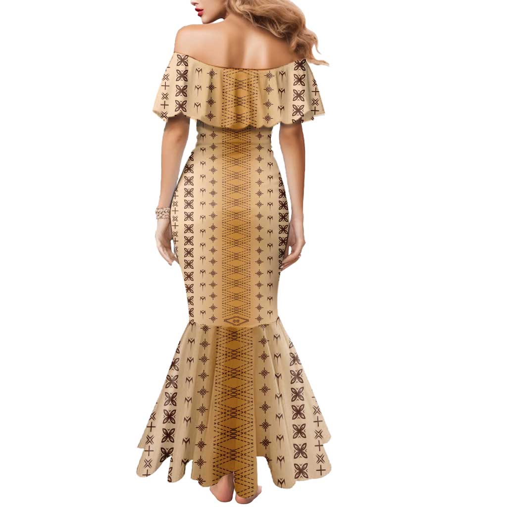 Beige Samoa Malu Tattoo Inspired Mermaid Dress LT05 - Polynesian Pride