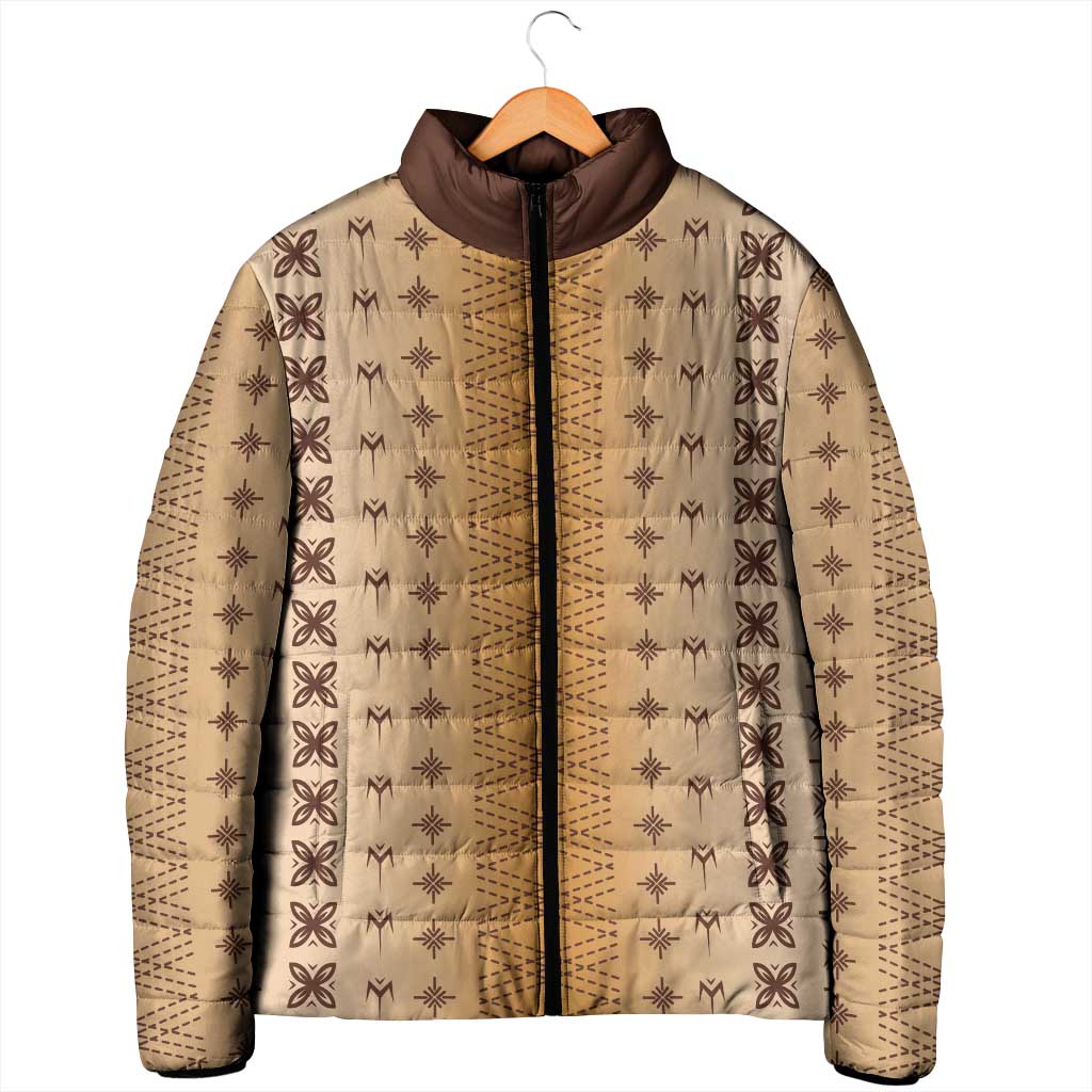 Beige Samoa Malu Tattoo Inspired Padded Jacket - Polynesian Pride