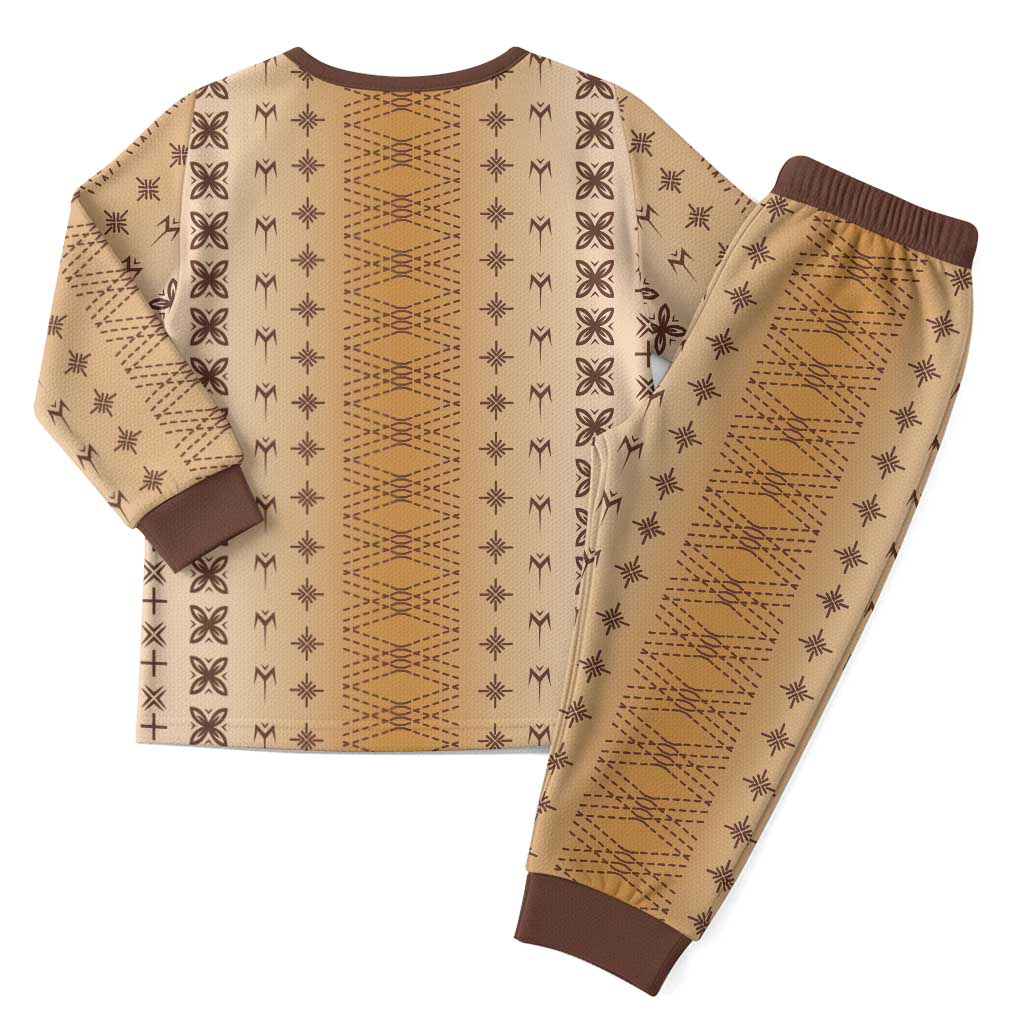 Beige Samoa Malu Tattoo Inspired Christmas Pajama Set LT05 - Polynesian Pride