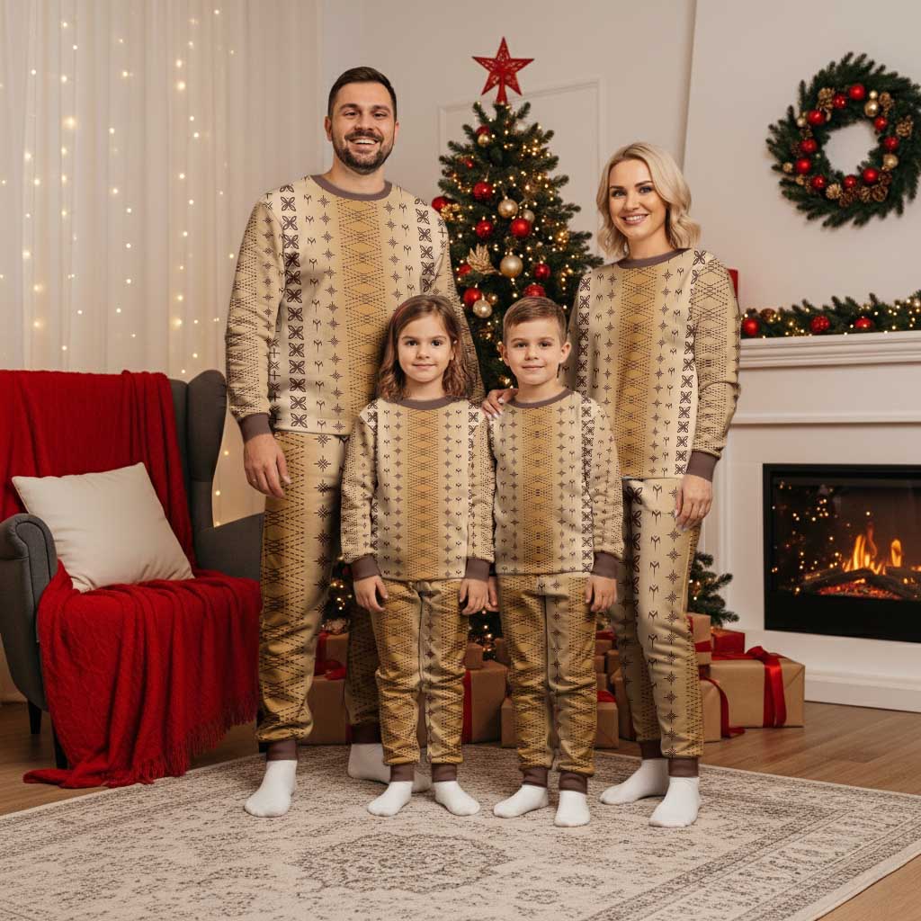 Beige Samoa Malu Tattoo Inspired Christmas Pajama Set LT05 - Polynesian Pride