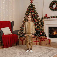 Beige Samoa Malu Tattoo Inspired Christmas Pajama Set LT05 Kid Beige - Polynesian Pride