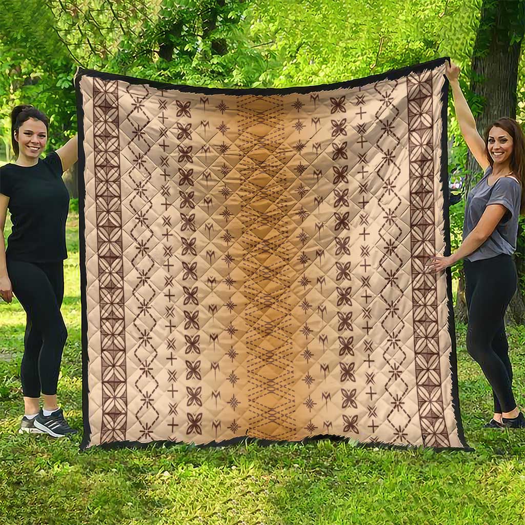 Beige Samoa Malu Tattoo Inspired Quilt - Polynesian Pride